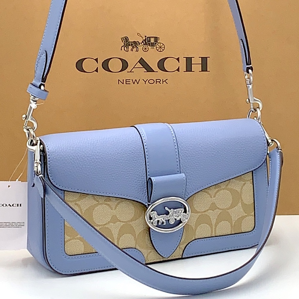 COACH Georgie Shoulder Bag In Signat Canvas COLOR
Silver/Light Khaki/Marble Blue